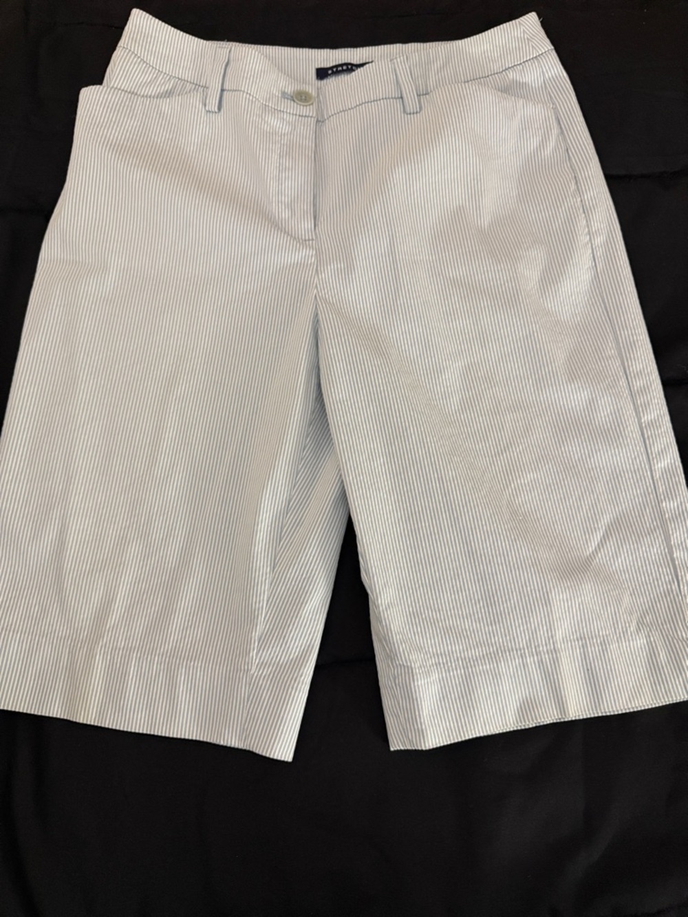 Jones New York Light Blue & White Seersucker Bermuda Shorts
